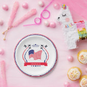 USAレッドホワイト&ブルー任意の大事な行事パーティー用品 ペーパープレート (パーティー)