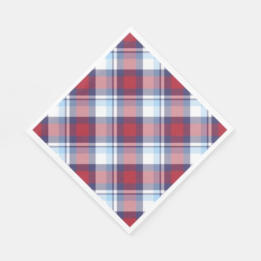 USA伝統的赤白青タータンチェックパターン スタンダードランチョンナプキン (角)