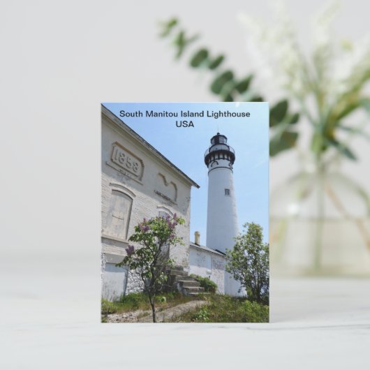 USA南マニトウアイランドライトハウスミシガン湖 ポストカード (スタンド正面)