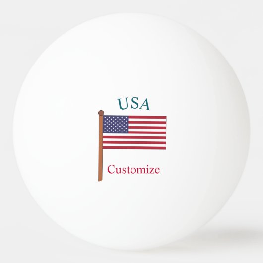 USA国旗サンダーカーブ 卓球ボール (正面)