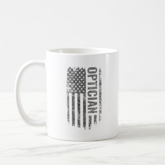 USA国旗ダストレスデザイン眼鏡技師 コーヒーマグカップ (左)