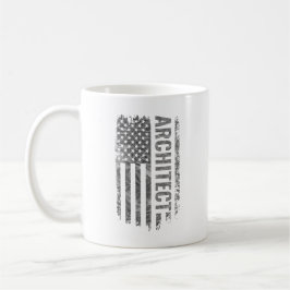 USA国旗ディストレスドデザインの建築士向けグッズ コーヒーマグカップ