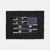 USA国旗魚釣りパパじいちゃんヴィンテージ魚釣りパパ  フリースブランケット (正面(横))