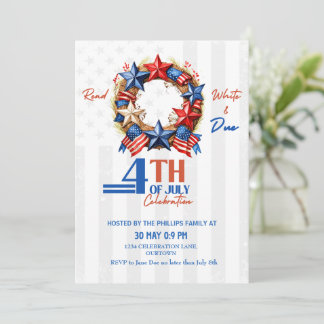 USA国旗 7月4日  愛国心あふれるリース 招待状