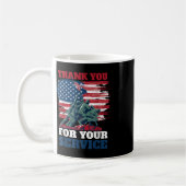 Usa国旗Thank You For Your Service -退役軍人 コーヒーマグカップ (左)