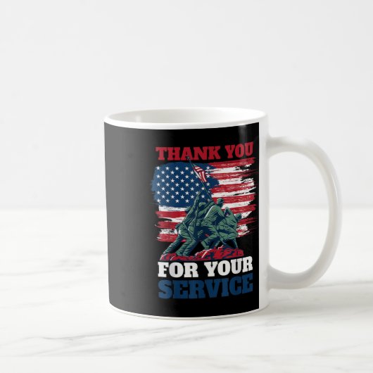 Usa国旗Thank You For Your Service -退役軍人 コーヒーマグカップ (右)
