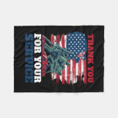 Usa国旗Thank You For Your Service -退役軍人 フリースブランケット (正面(横))