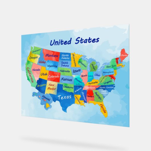 USA地図 アクリルサイン (傾斜)