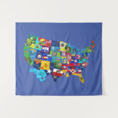 USA地図 タペストリー (正面(横))