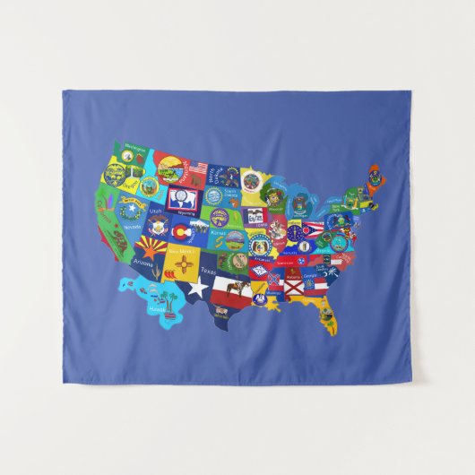 USA地図 タペストリー (正面(横))