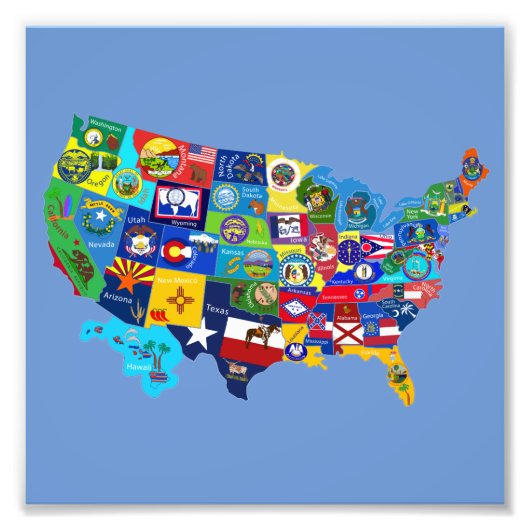 USA地図 フォトプリント            (正面)