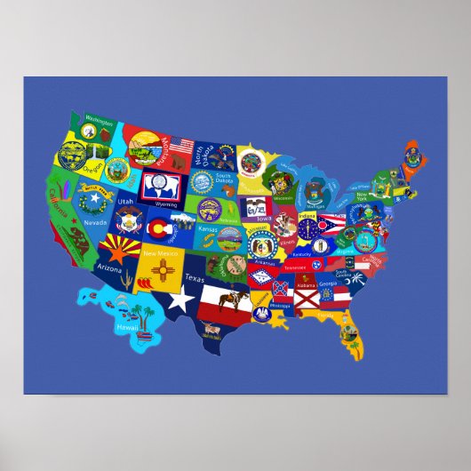 USA地図 ポスター (正面)