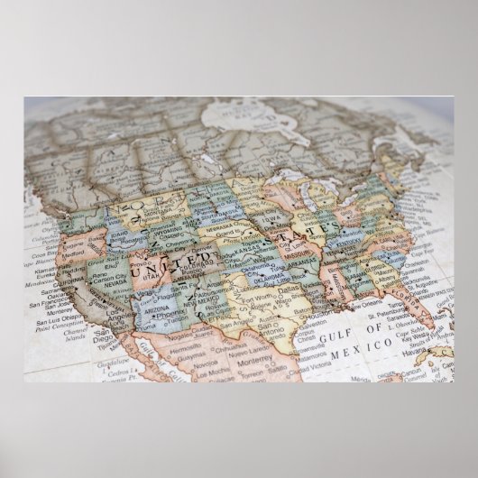 USA地図 ポスター (正面)