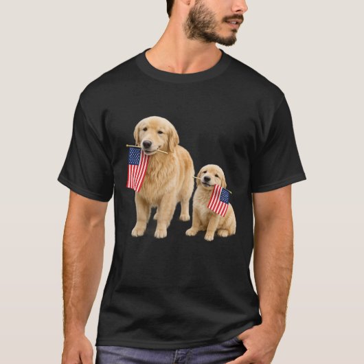 USA建国250周年ゴールデンレトリバーTシャツ#6 Tシャツ (正面)