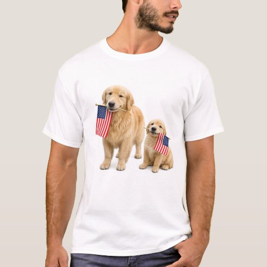 USA建国250周年ゴールデンレトリバーTシャツ#7 Tシャツ (正面)
