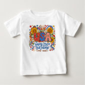 USA建国250周年ヒマワリグラフィック ベビーTシャツ (正面)