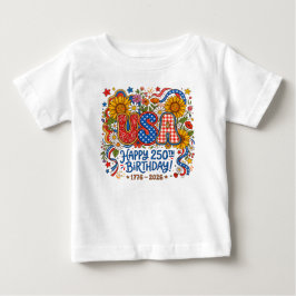 USA建国250周年ヒマワリグラフィック ベビーTシャツ