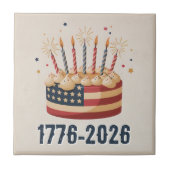 USA建国250周年記念フラグケーキの陶器タイル 1776–2026 タイル (正面)