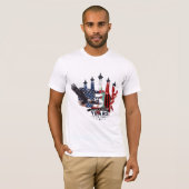 USA建国250周年記念愛国イーグル戦闘機 Tシャツ (正面フル)
