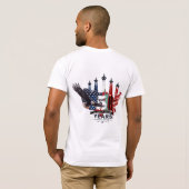 USA建国250周年記念愛国イーグル戦闘機 Tシャツ (裏面フル)