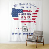 USA建国250周年記念愛国マップフラグカスタムロゴ タペストリー (インサイチュ)