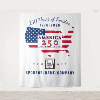USA建国250周年記念愛国マップフラグカスタムロゴ タペストリー