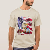 USA建国250周年記念 サンドカラーTシャツ ディストressed エッジ仕上げ Tシャツ (正面)