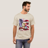USA建国250周年記念 サンドカラーTシャツ ディストressed エッジ仕上げ Tシャツ (正面フル)