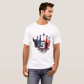 USA建国250周年記念 パトリオティックイーグル戦闘機  Tシャツ (正面フル)