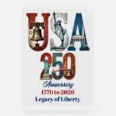 USA建国250周年 アメリカ史 レトロ アンティーク アクリルサイン (正面)