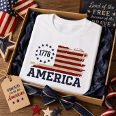 USA建国250周年 ヴィンテージ1776 アメリカ ディストressedフラグ Tシャツ