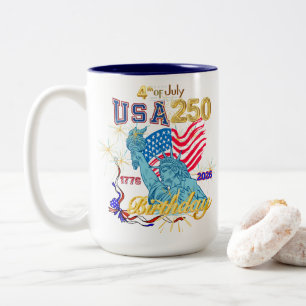 USA建国250周年 7月4日 1776-2026 (左) ツートーンマグカップ