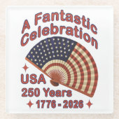 USA建国250年記念パトリオティックファンデザイン – 1776-2026 ガラスコースター (正面)