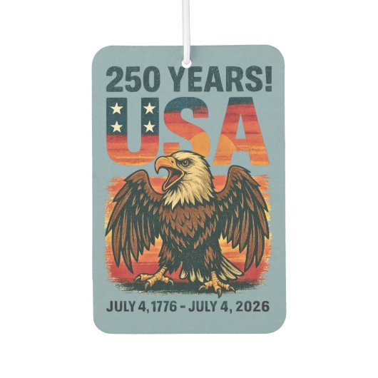 USA建国250年 - 愛国ハクトウワシ 7月4日 2026 カーエアーフレッシュナー (正面)
