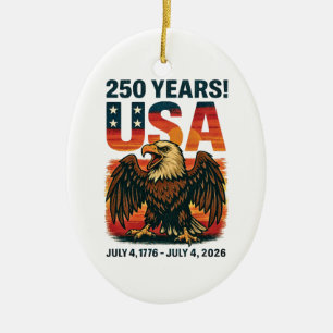 USA建国250年 - 愛国的なハクトウワシ 7月4日 2026 セラミックオーナメント