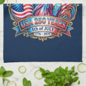 USA建国250年 7月4日 1776-2026 キッチンタオル (折り畳み)