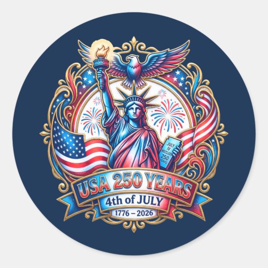 USA建国250年 7月4日 1776-2026 ラウンドシール (正面)