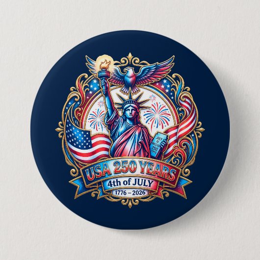 USA建国250年 7月4日 1776-2026 缶バッジ (正面)