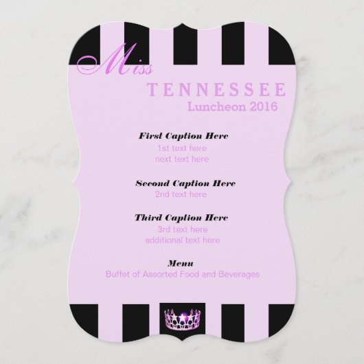 USA恋しく思オーキッドブラックストライプランチョンプログラムカード メニュー (正面)