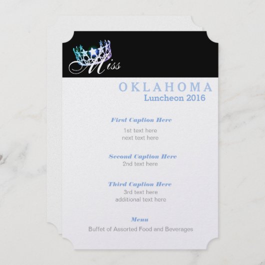 USA恋しく思クラシックきらめくランチョンプログラムカード メニュー (正面/裏面)