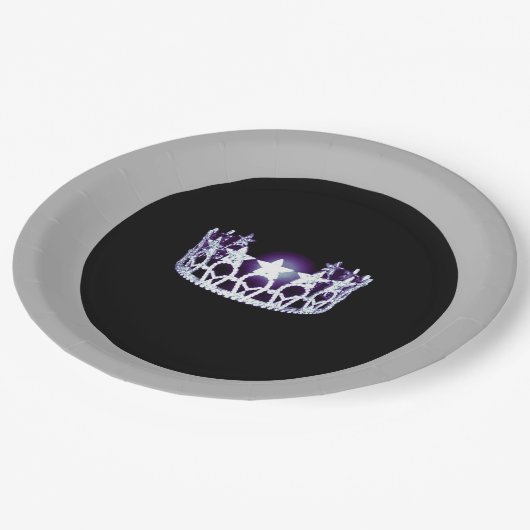 USA恋しく思スタイルシルバークラウン9"紙プレート ペーパープレート (アングル)