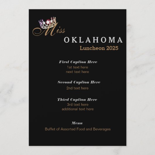 USA恋しく思スタイルブラックきらめくランチョンプログラムカード メニュー (正面)