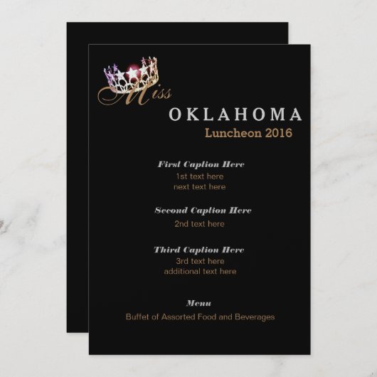 USA恋しく思スタイルブラックきらめくランチョンプログラムカード メニュー (正面/裏面)