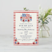 USA愛国ウォーターカラーフローラル 7月4日BBQ  招待状 (スタンド正面)