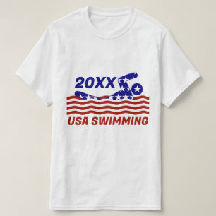USA愛国ハートの水泳スポーツ Tシャツ