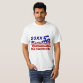 USA愛国ハートの水泳スポーツ Tシャツ (正面フル)