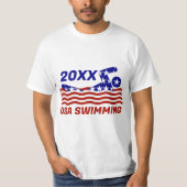 USA愛国ハートの水泳スポーツ Tシャツ (正面)
