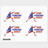 USA愛国フェンシング エンガルド スポーツ 長方形シール (シート)