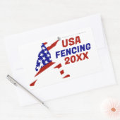 USA愛国フェンシング エンガルド スポーツ 長方形シール (封筒)