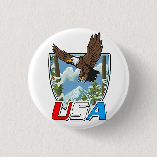 USA愛国ロゴ 缶バッジ (正面)